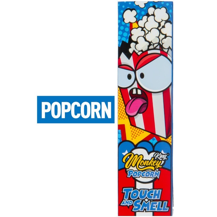 Set Monkey King Touch and Smell 32 Foite de rulat King Size 110mm + 32 Filtre, din hartie nealbita, aroma Popcorn