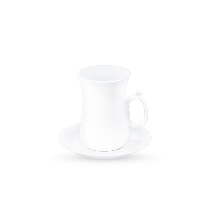 6 db-os csésze és csészealj készlet, Wilmax England, Porcelán, 120 ml, Fehér