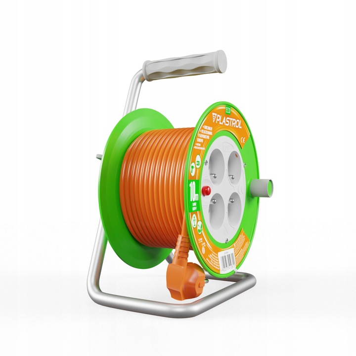 Удължителна макара с барабан, 4 гнезда, 25 м, 3 x 1 мм2, Оранжев