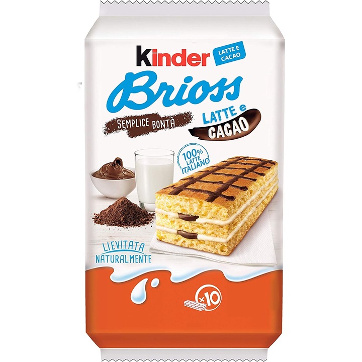 Prajitura Kinder Brioss, Lapte si Cacao, 10 x 28 g