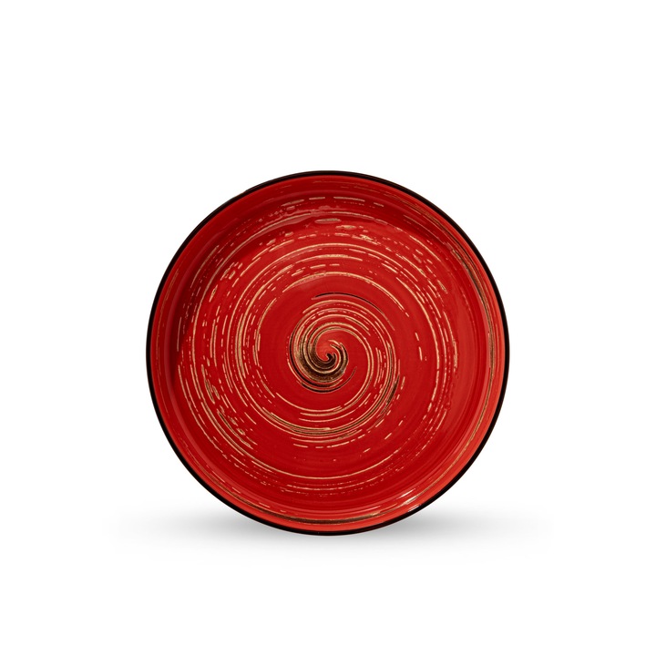 Farfurie portelan, margine inalta, Rosu, 23 cm, pentru fel principal, cine, Colorboom WILMAX