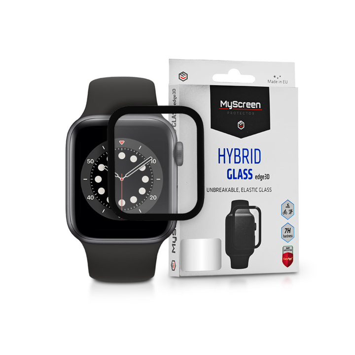 MyScreen Diamond Glass edge3D - Apple Watch 6 / SE (44mm) teljes képernyős kijelzővédő üvegfólia fekete (9H)