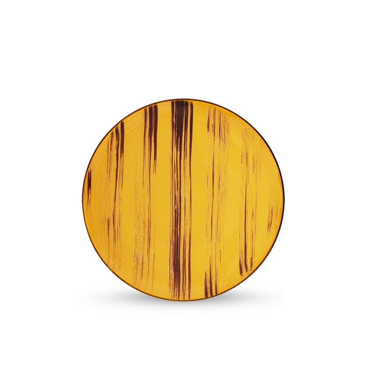 Кръгла чиния, Wilmax Англия, порцелан, 23 см, жълто