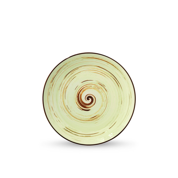 Кръгла чиния, Wilmax England, порцелан, 20.5 см, шам фъстък