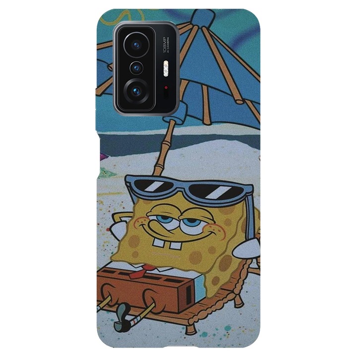 Капак, съвместим с Xiaomi Redmi Note 11 Pro модел Спондж Боб, силикон, TPU, обратно