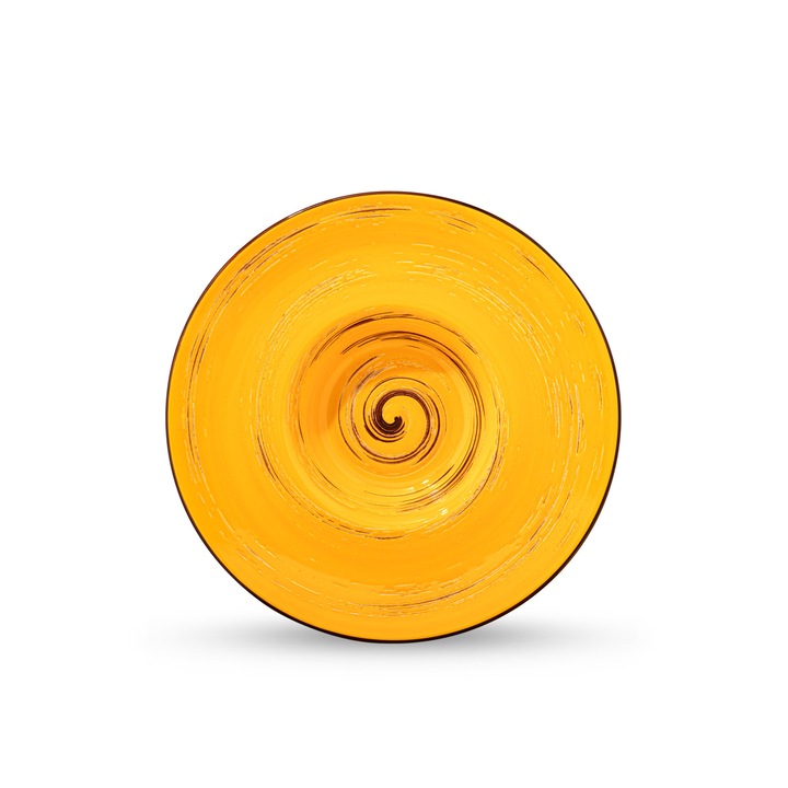 Кръгла чиния, Wilmax Англия, порцелан, 24 см, жълто