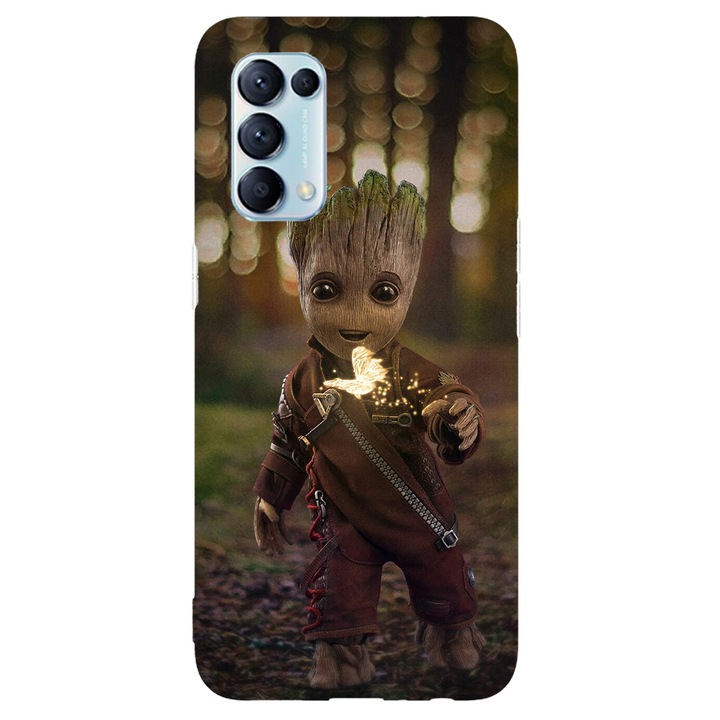 A tok kompatibilis az Oppo Reno 4 Lite Baby Groot modellel, szilikonnal, TPU-val, fordítva