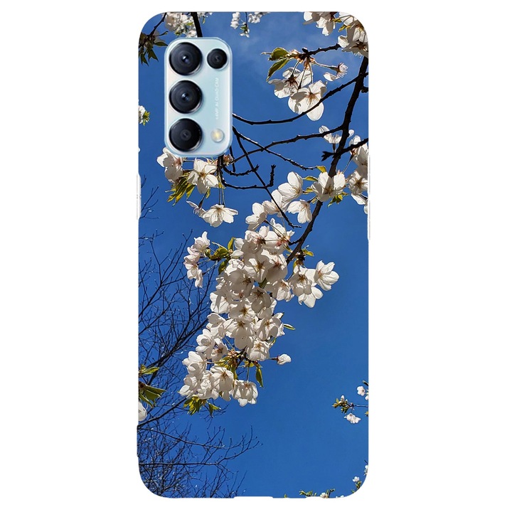 Калъф, съвместим с Oppo Reno 5 4G модел Cherries Blossom, силикон, TPU, обратното