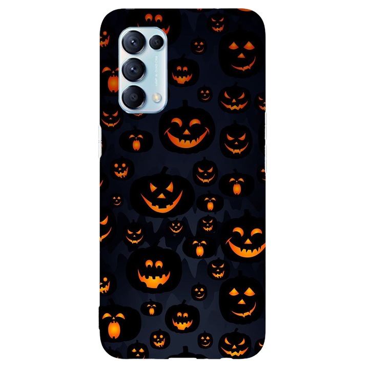 Калъф, съвместим с Oppo Reno 5 4G модел Excited pumpkins, Silicon, TPU, обратното