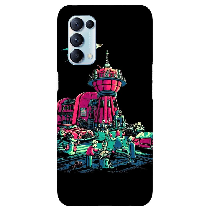 Капак, съвместим с Oppo Reno 5 4G модел Futurama, силикон, TPU, обратно