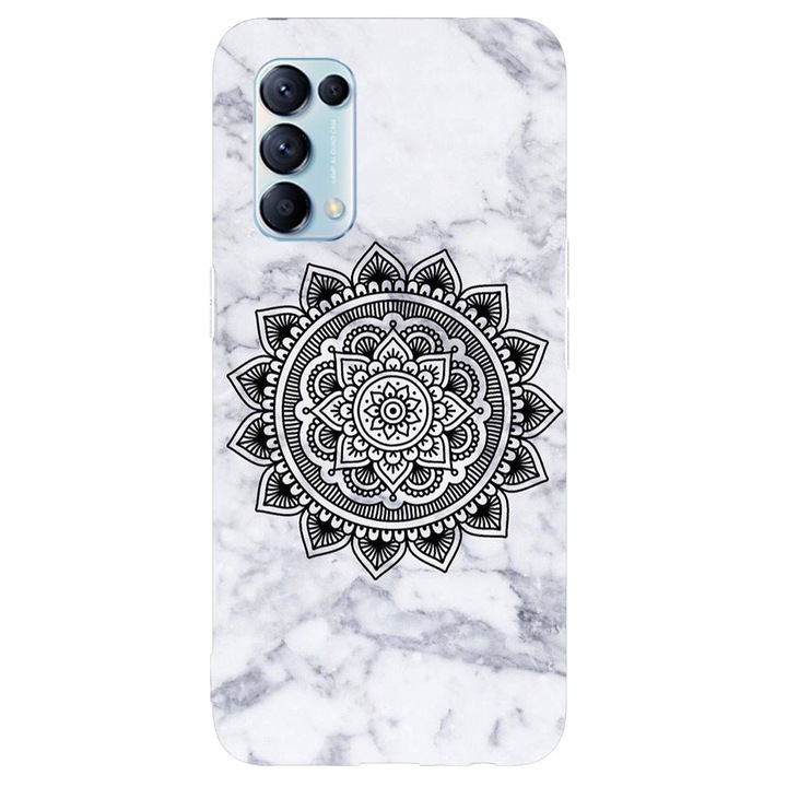 Калъф, съвместим с Oppo Reno 5 4G модел Marble Mandala, силикон, TPU, обратното