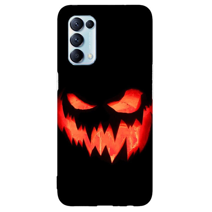 Капак, съвместим с Oppo Reno 5 4G Хелоуин модел тиква, Силикон, TPU, обратното