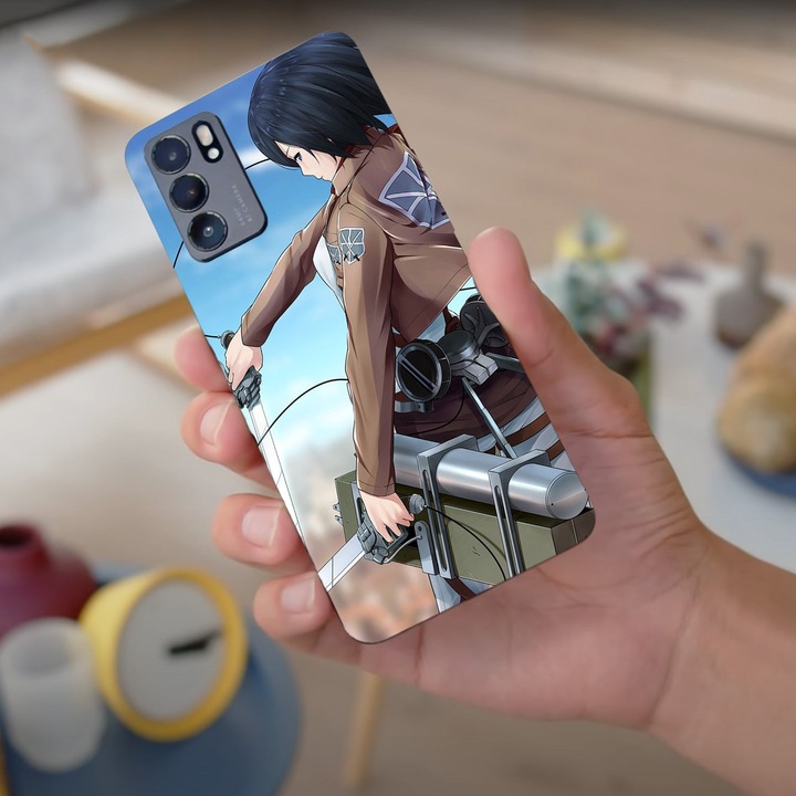 Husa compatibila cu Oppo A76 model Mikasa Atack on titan, Silicon, TPU, Viceversa