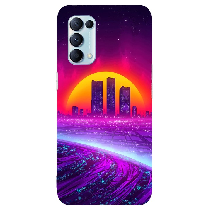 Кейс съвместим с Oppo Reno 7 5G модел Neon city, Силиконов, TPU, Обратно