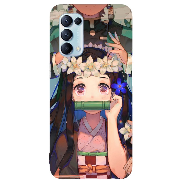 Капак, съвместим с Oppo A31 модел Nezuko Kamado Demon slayer, силикон, TPU, обратното