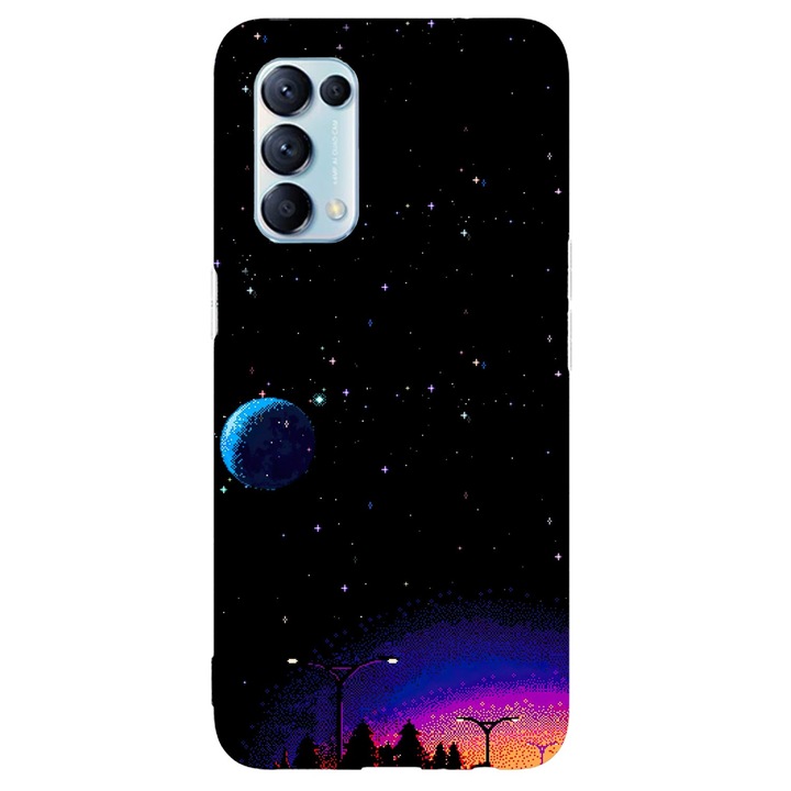 Капак, съвместим с модел Oppo Reno 4 Lite Pixelated space view, Silicon, TPU, Viceversa