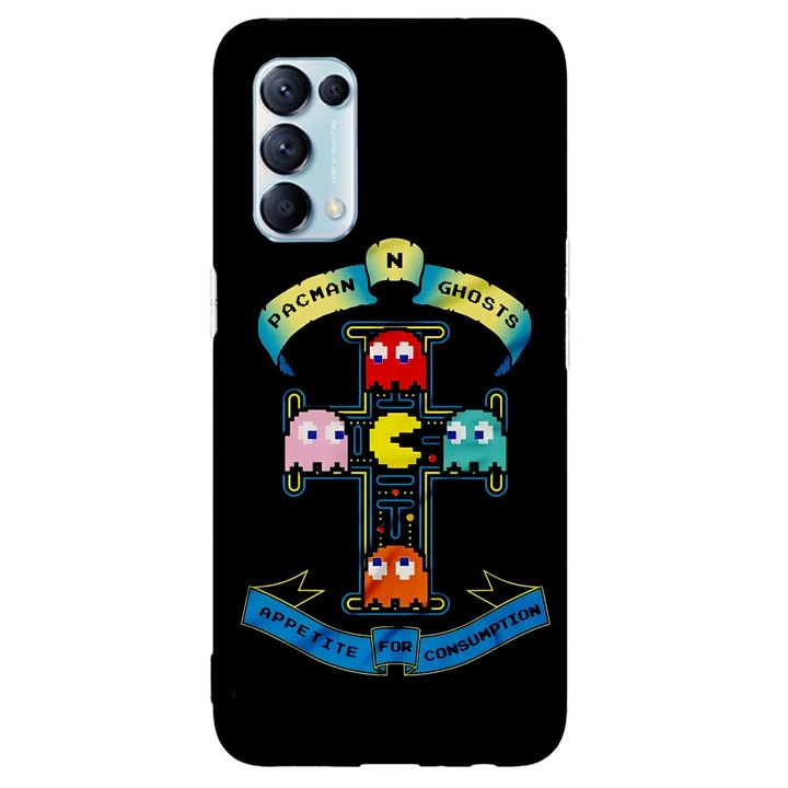 Калъф, съвместим с модел Oppo Reno 5 Lite Pacman N Ghosts, силикон, TPU, обратно