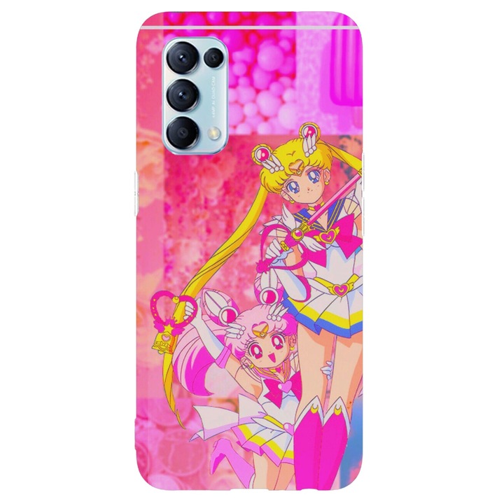 Капак, съвместим с Oppo Reno 6 5G модел Sailor Moon, силикон, TPU, обратното