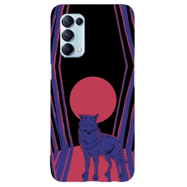 Калъф, съвместим с модел Oppo Reno 5 4G Red moon wolf, силикон, TPU, обратното