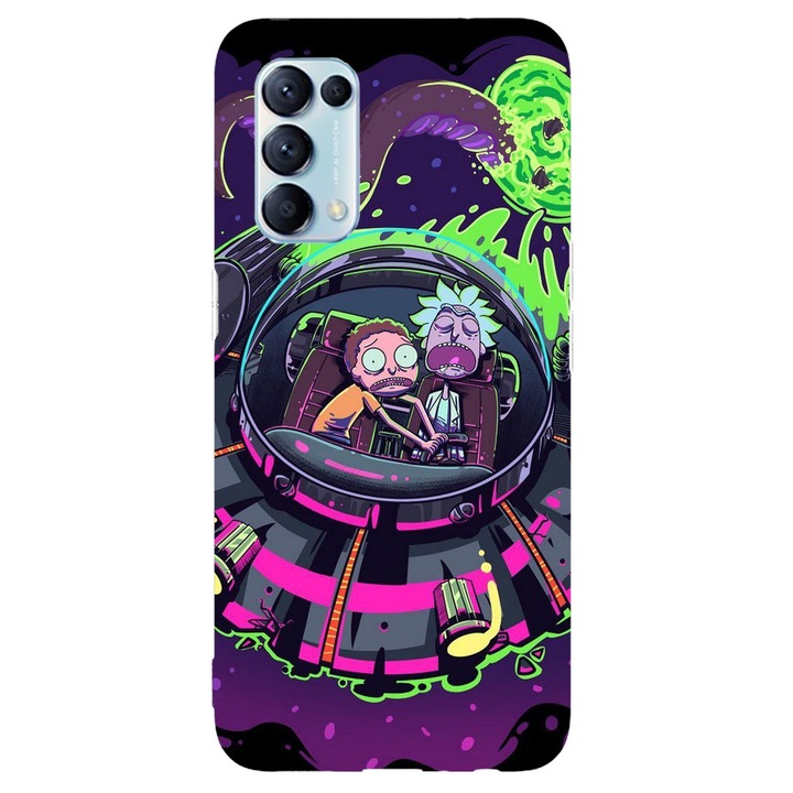 Капак, съвместим с Oppo Reno 5 4G модел Rick and Morty crashing, Silicon, TPU, обратно