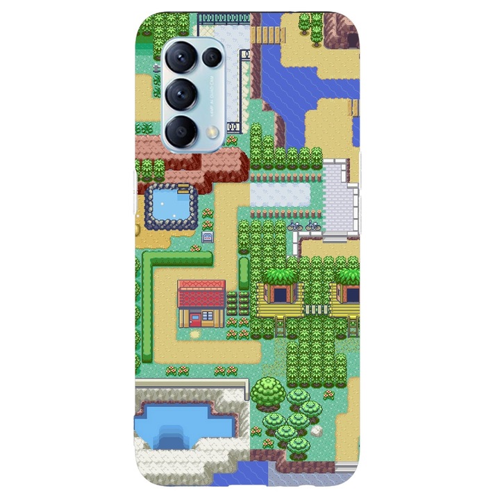 Калъф, съвместим с Oppo Find X5 5G модел Pokemon пикселизирана карта, силикон, TPU, обратно