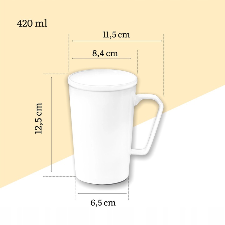 Set 6 Cani, Wilmax England, Portelan, 420 ml, Alb