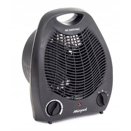 Incalzitor electric cu ventilator Mirpol, Portabil, cu termostat, 2000 W, Negru