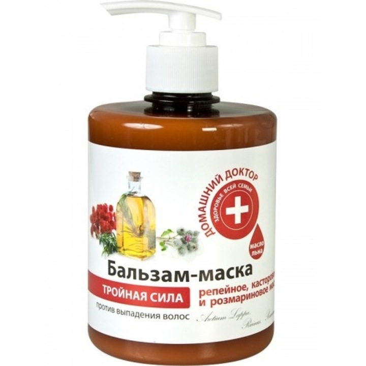 Balsam-masca impotriva caderii parului cu uleiuri de brusture, ricin, 500ml, DOCTORUL CASEI