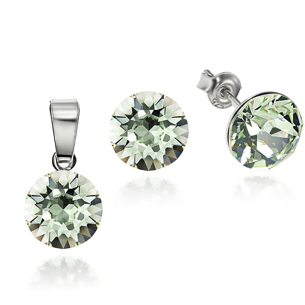 Set Argint 925 placat cu rodiu cu cristale Swarovski® Xirius Chrysolite 8mm Surub