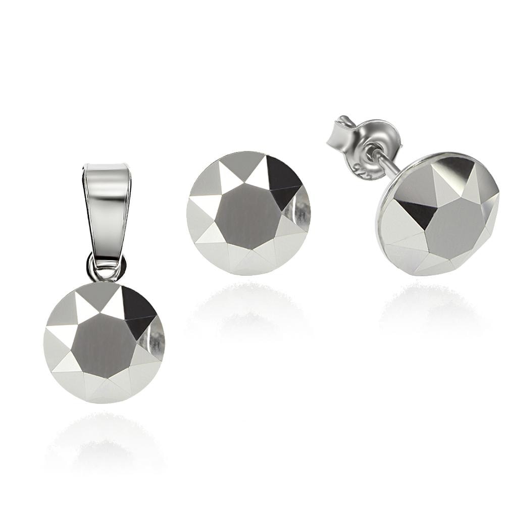 Set Argint 925 placat cu rodiu cu cristale Swarovski® Xirius Light Chrome 8mm Surub