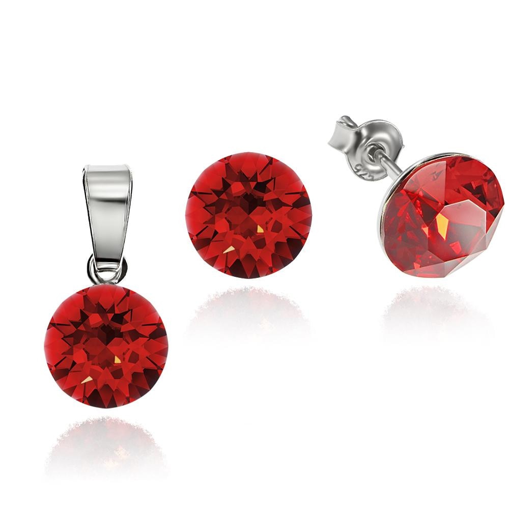 Set Argint 925 placat cu rodiu cu cristale Swarovski® Xirius Light Siam 8mm Surub