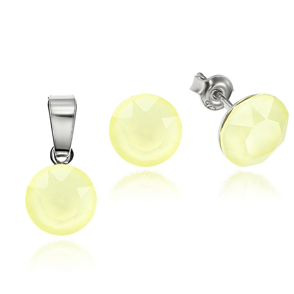 Set Argint 925 placat cu rodiu cu cristale Swarovski® Xirius Powder Yellow 8mm Surub