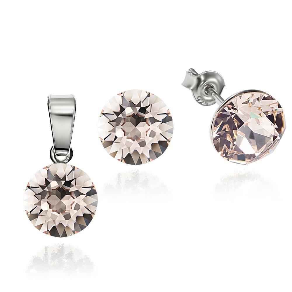 Set Argint 925 placat cu rodiu cu cristale Swarovski® Xirius Silk 8mm Surub