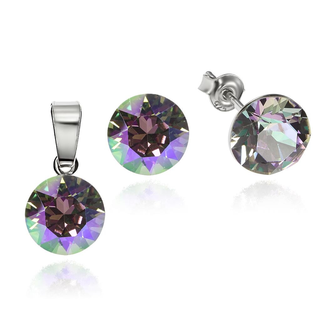 Set Argint 925 placat cu rodiu cu cristale Swarovski® Xirius Vitrail Light 8mm Surub
