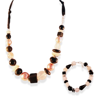 Set bijuterii hand made ZZV din onix, cuart roz si cupru placat cu argint SB301 Set bijuterii hand made ZZV din onix, cuart roz si cupru placat cu argint SB301