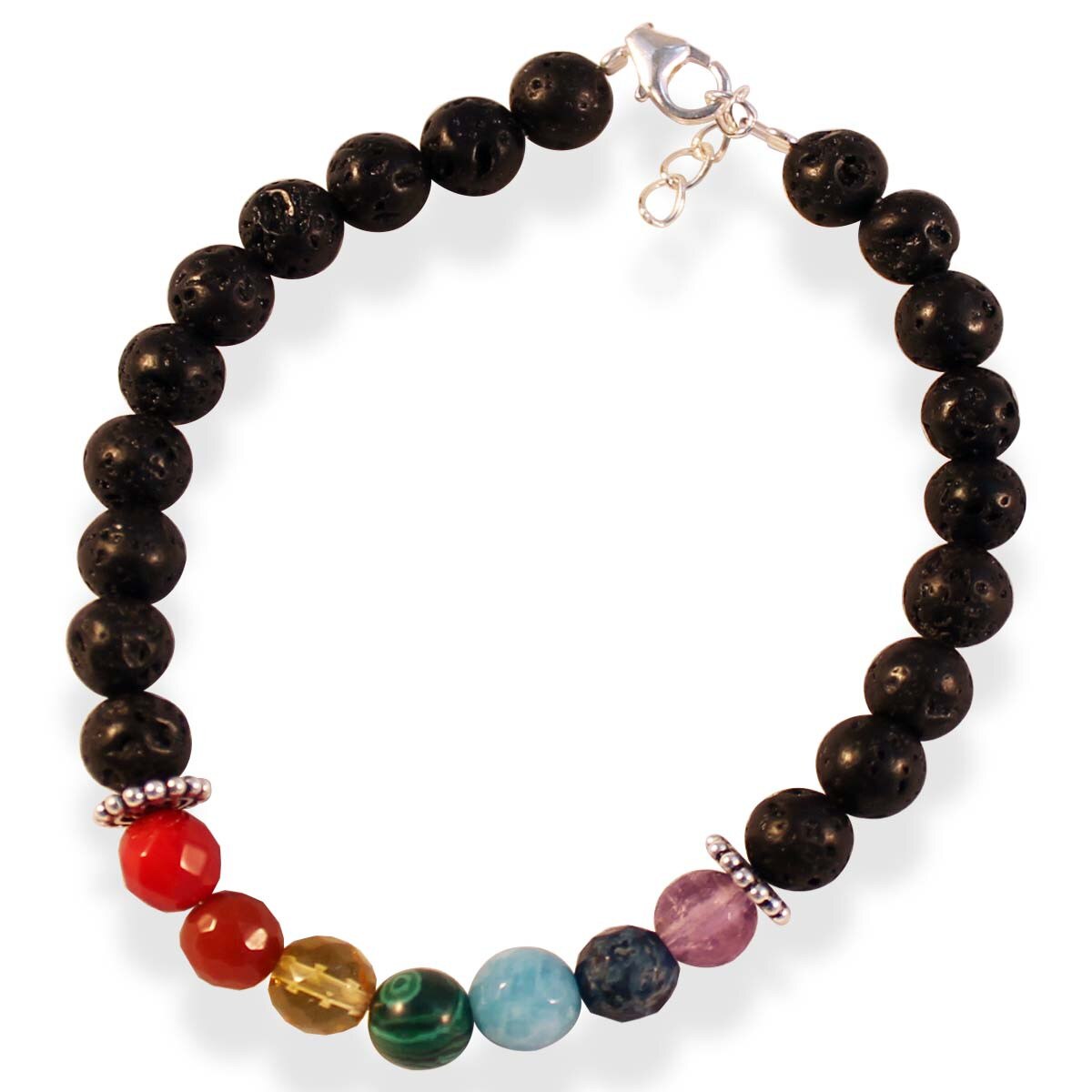 Bratara hand made ZZV din pietre semipretioase, lava si argint BR327