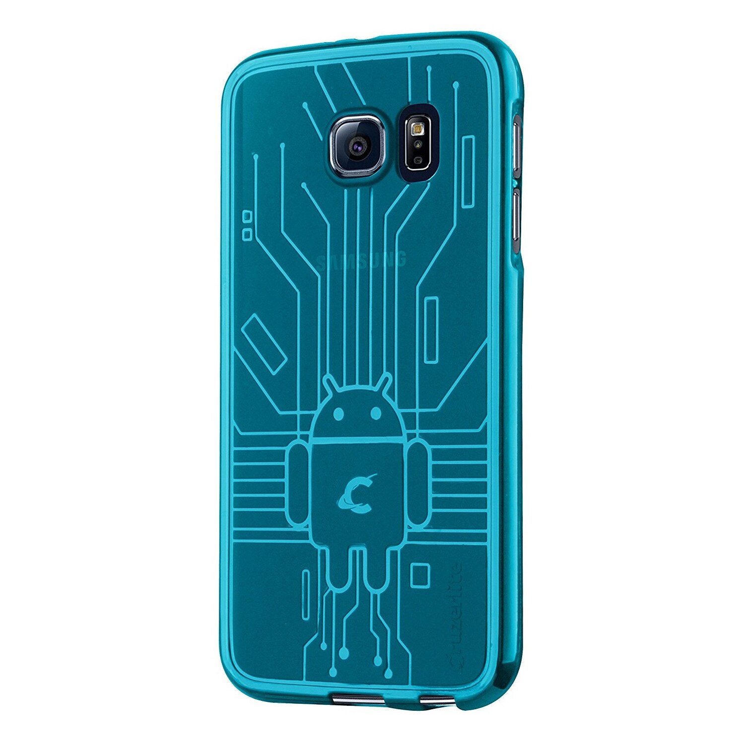 Husa protectie Samsung Galaxy S6, Cruzerlite BUGDROID CIRCUIT, turcoaz