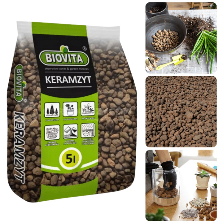 Argila expandata, Biovita, 5 L, Substrat vegetal, Inert chimic, Proprietati de drenaj, Retine umezeala in substrat, Izolare impotriva frigului, Desface si aeriseste solul, Fractie 8-16 mm