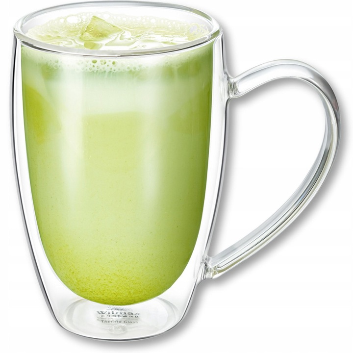 Cana termica cu perete dublu, sticla termorezistenta, 500 ml, pentru cafea si ceai, Thermoglass WILMAX