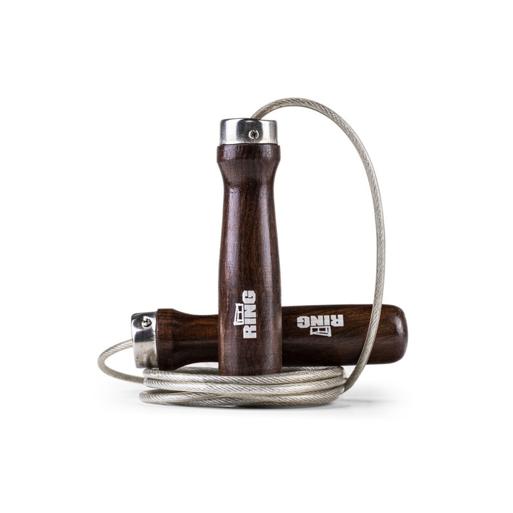 Coarda de sarit Ring, Manere din lemn, Cablu din PVC, 2.7 m, Maro