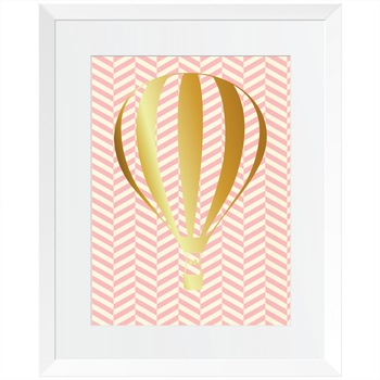 Tablou decorativ Balon cu aer cald, Auriu stralucitor Anais, inramat, 26x32 cm Tablou decorativ Balon cu aer cald, Auriu stralucitor Anais, inramat, 26x32 cm