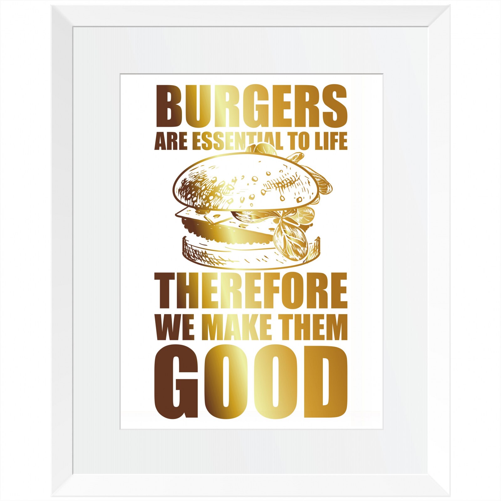 Tablou decorativ GOOD BURGERS, Auriu stralucitor Anais, inramat, 26x32 cm