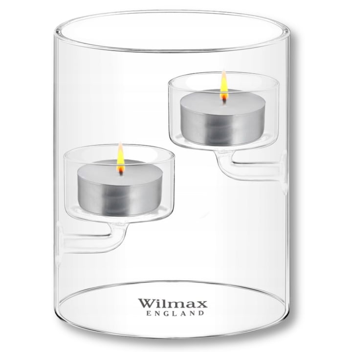 Suport lumanari Sticla, Tip Tealight,12x10 cm, Transparent, Wilmax England