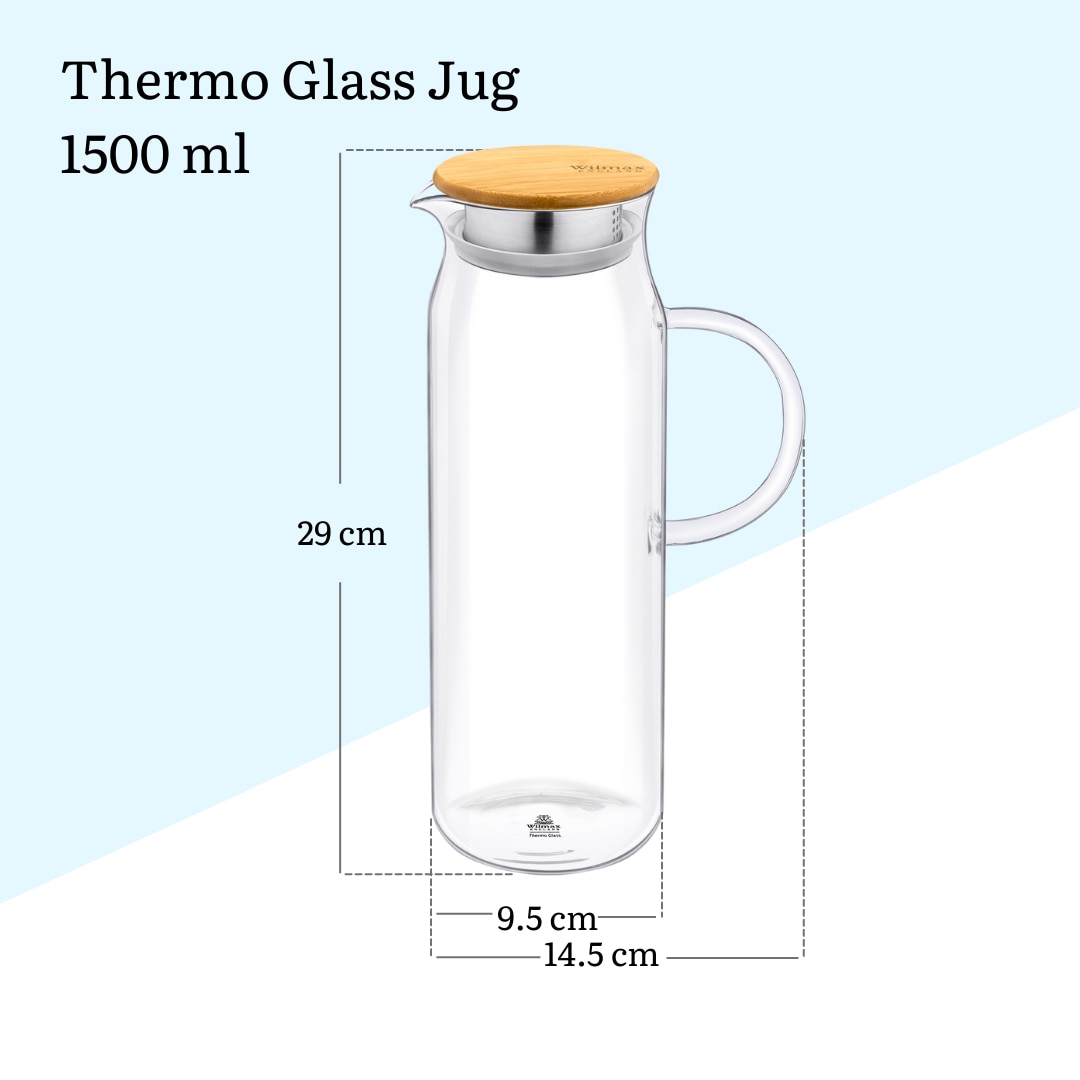 Гарафа Wilmax England, С капак, Стъкло/Бамбук, Прозрачен, 1500 ml - eMAG.bg