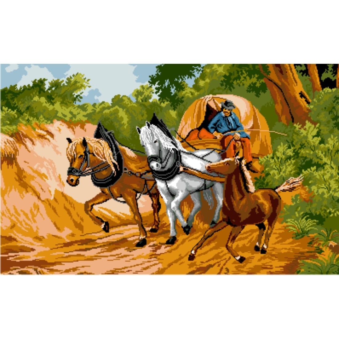 Goana cailor - kit goblen cu diagrama alb-negru