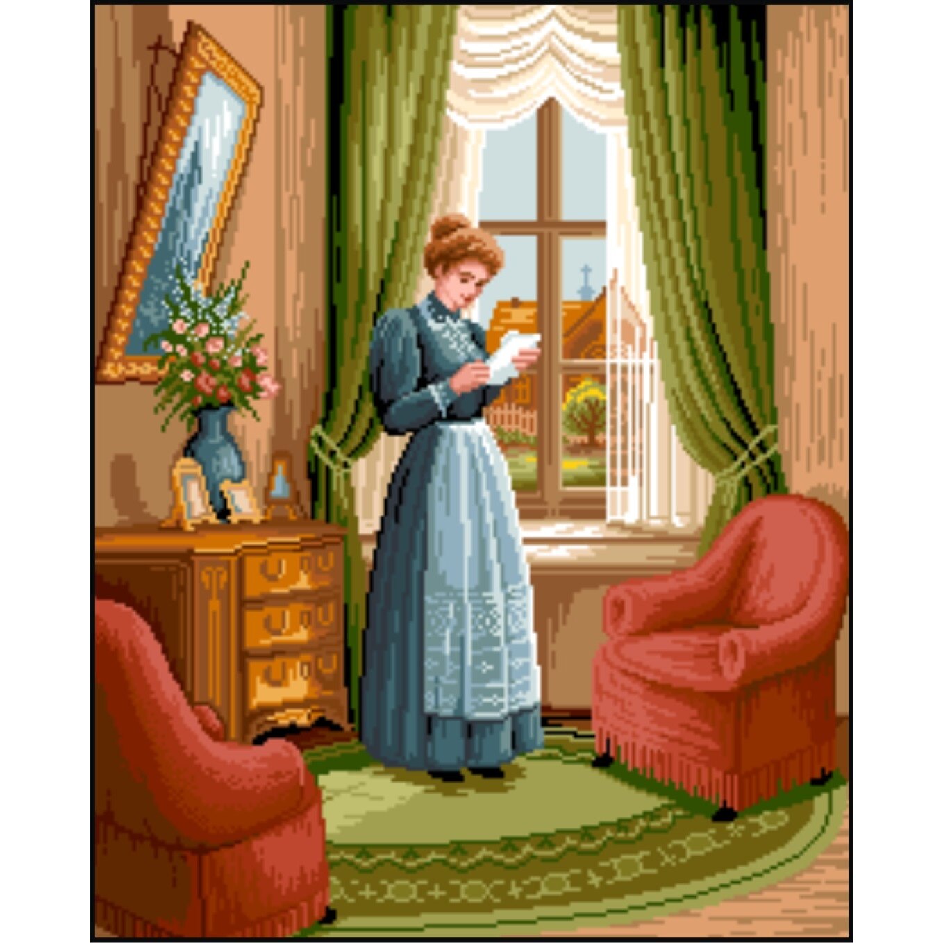 Scrisoarea - kit goblen cu diagrama alb-negru