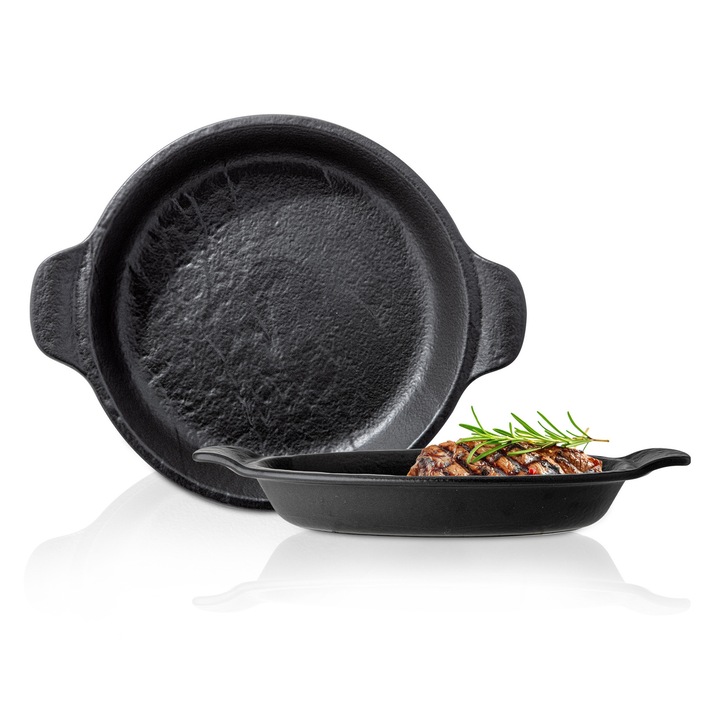 Tava de copt 800 ml, Wilmax England, Portelan, Negru