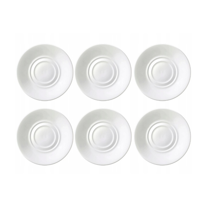 Farfurii rotunde pentru ceasca, 6 bucati, Portelan, 15 cm, Alb, WILMAX