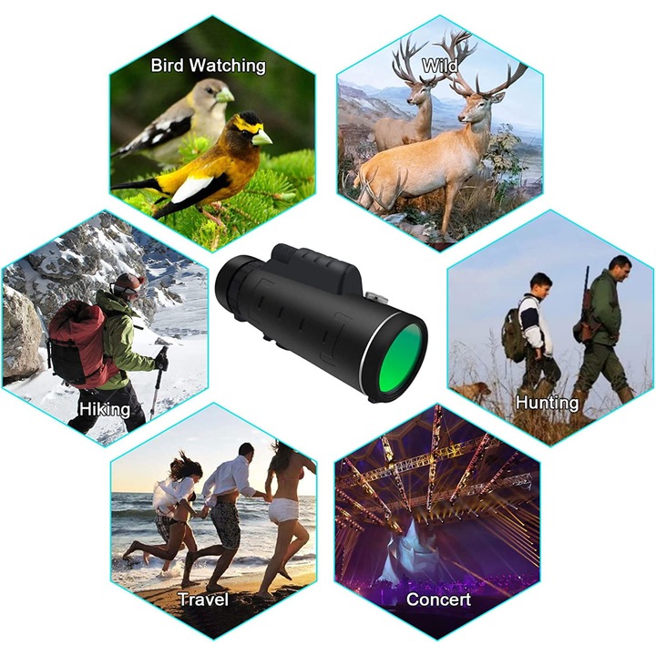 Monoclu, Excitat®, 40x60, 1000m, BAK-4, Negru