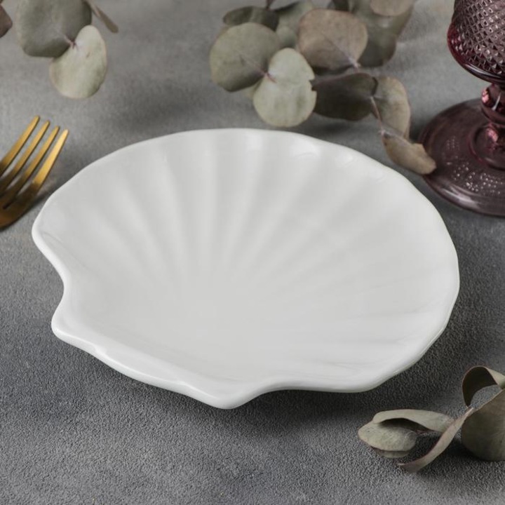 3 db kagylótányér készlet, Wilmax England, porcelán, 18 cm, fehér